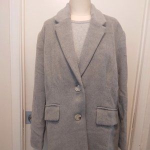 EMORY PARK Gray Oversized Notch Collar Blazer Business Coat Women Size S